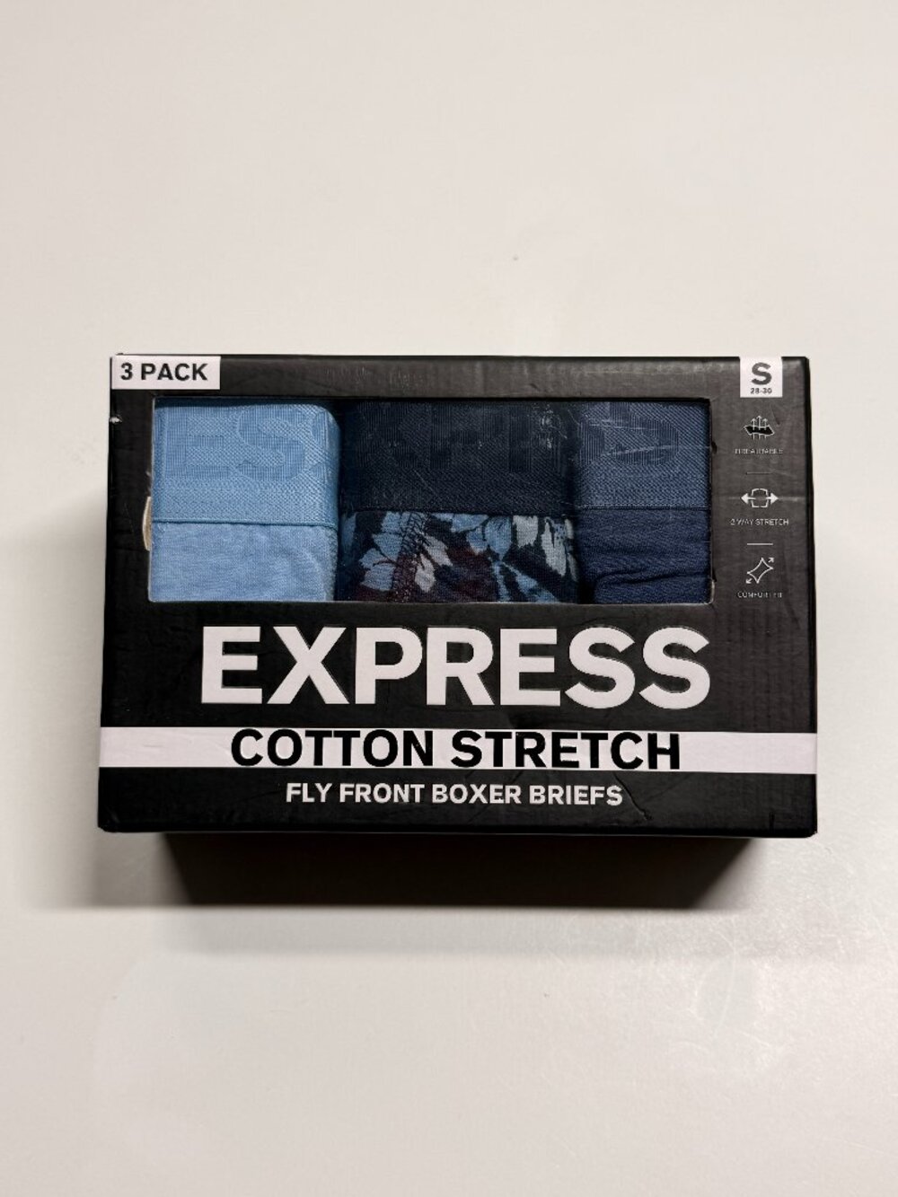 NWT Express Cotton Stretch Boxer Briefs - Small - Multi color  - 3 Pack